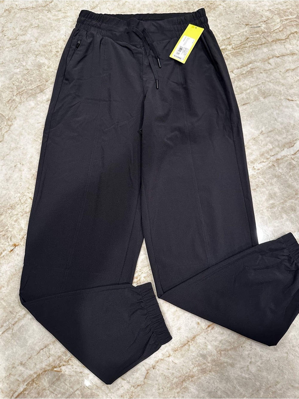 All in Motion Black Elastic-Waist Drawstring Joggers - Size Small Long